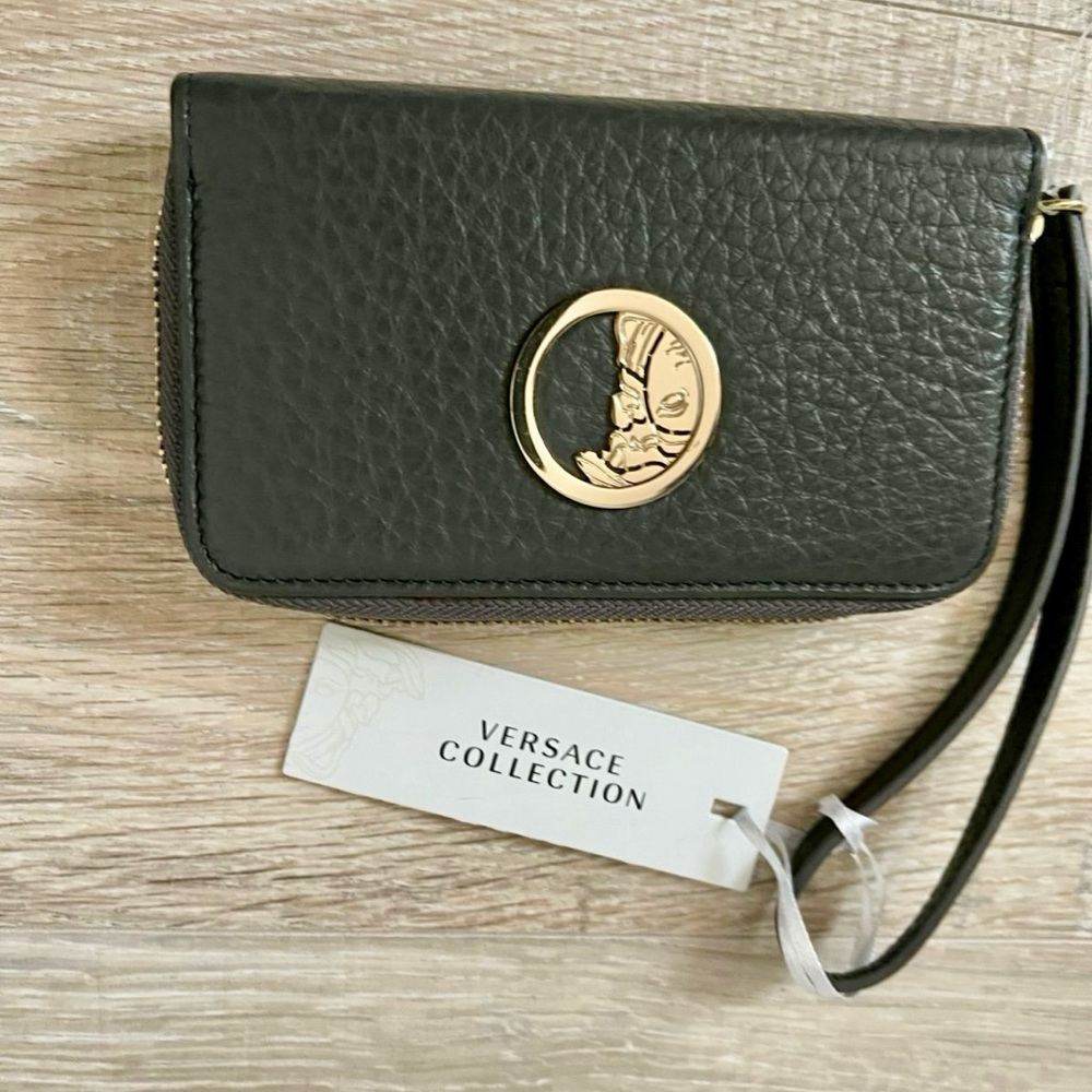 Versace Collection Black and Gold Clutch Wristlet